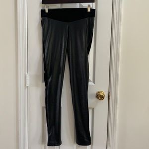 Seraphine Faux Leather Panel Maternity Leggings Size 6